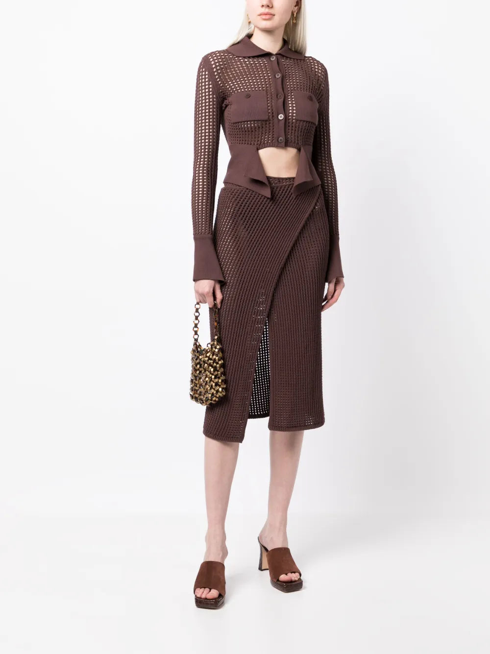 Open-Knit Panelled Cardigan