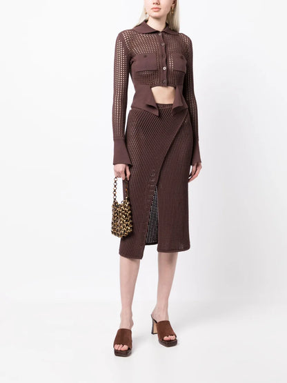 Open-Knit Panelled Cardigan