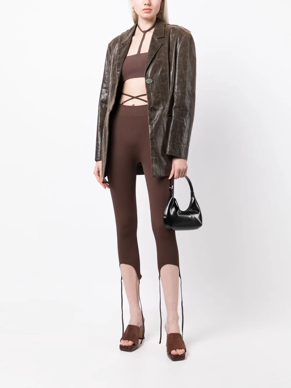Strap-Detail Cropped Leggings