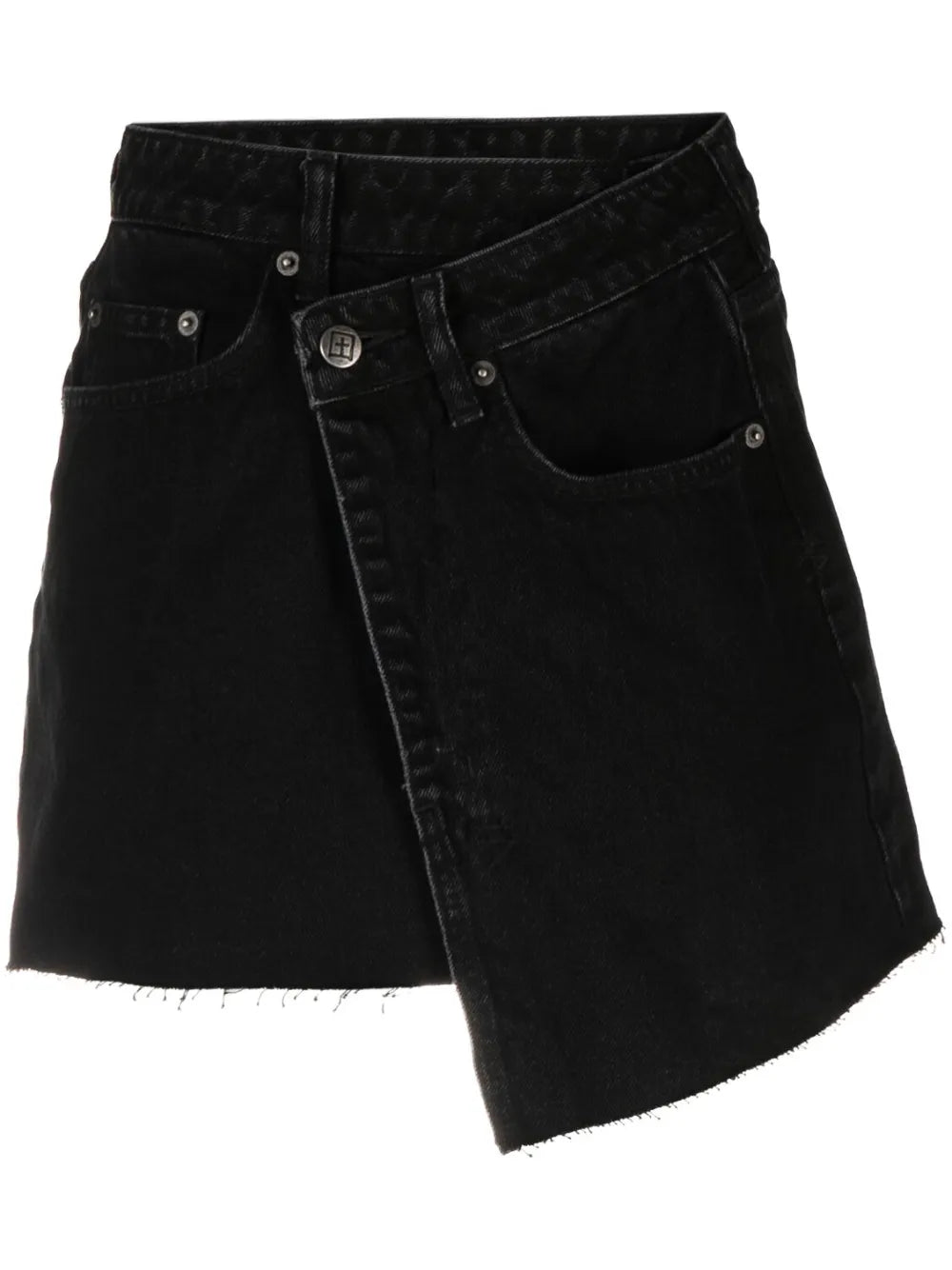Asymmetric Denim Mini Skirt