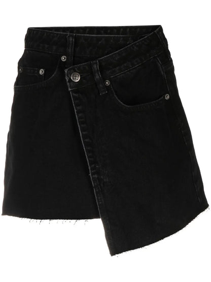 Asymmetric Denim Mini Skirt