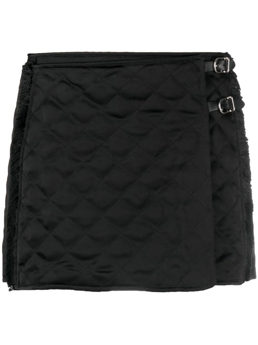Quilted Wrap-Style Mini Skirt