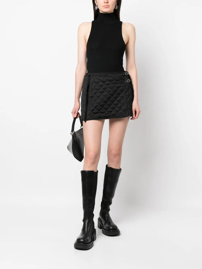 Quilted Wrap-Style Mini Skirt