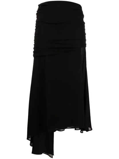 Asymmetric Draped Midi Skirt