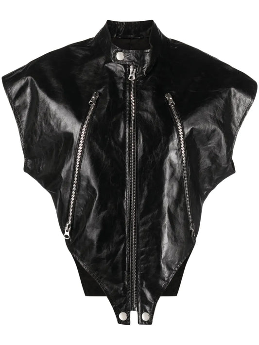Short-Sleeve Leather Gilet