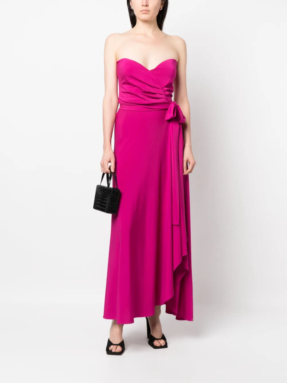 Flared Bow-Fastening Strapless Dress