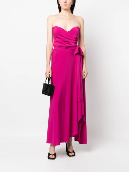 Flared Bow-Fastening Strapless Dress