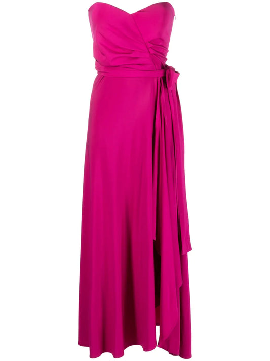 Flared Bow-Fastening Strapless Dress
