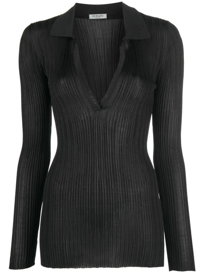 V-Neck Long-Sleeve Knitted Top