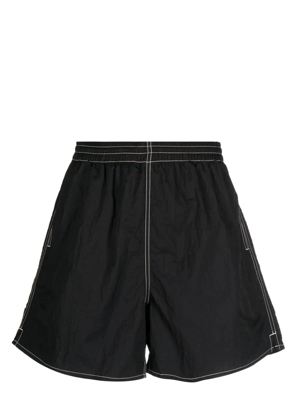 Contrast-Stitching Flared Shorts