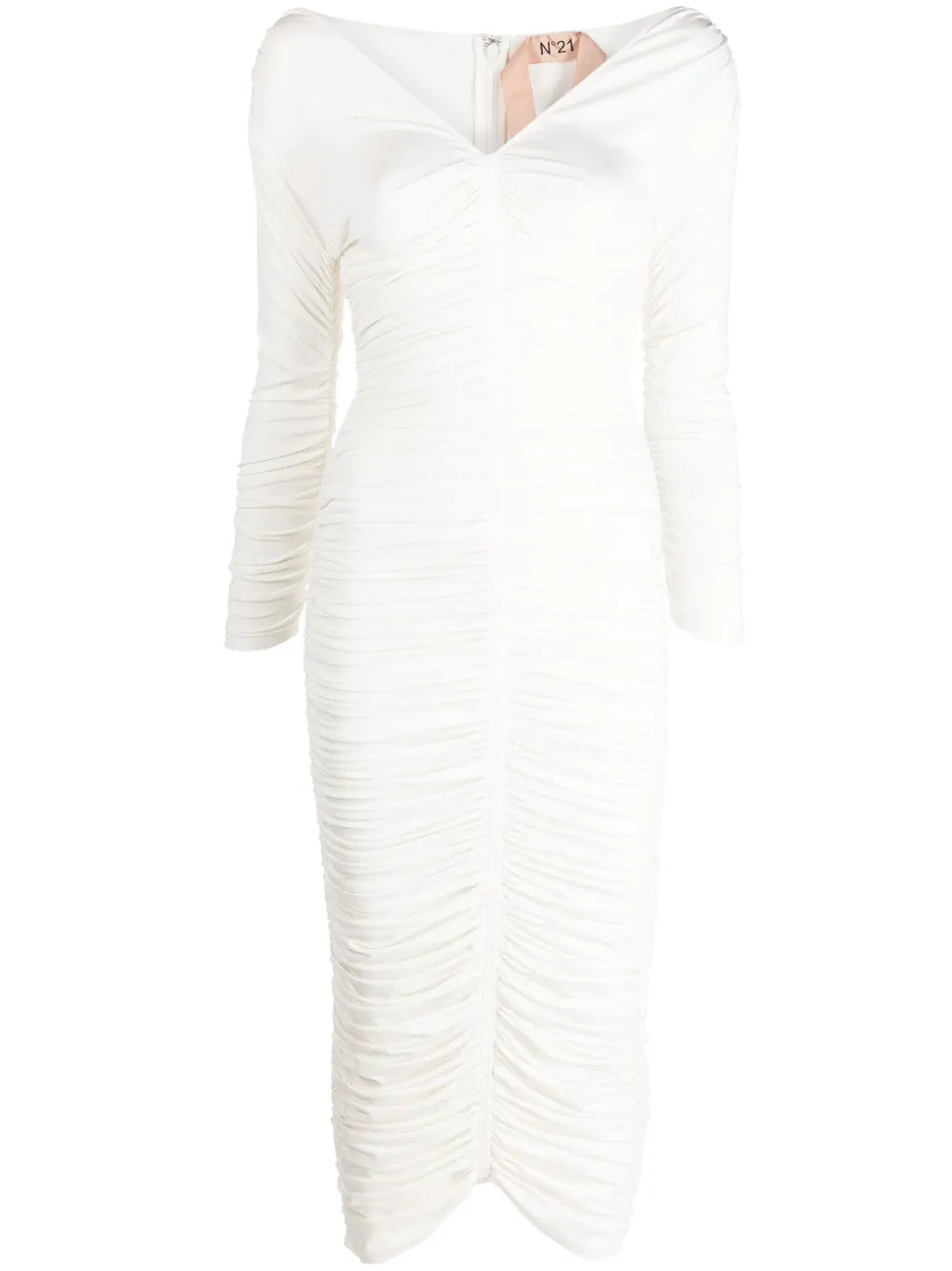 Ruched-Bodice Midi Dress