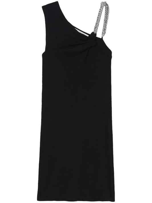 Chain-Detailed Rib-Knit Dress