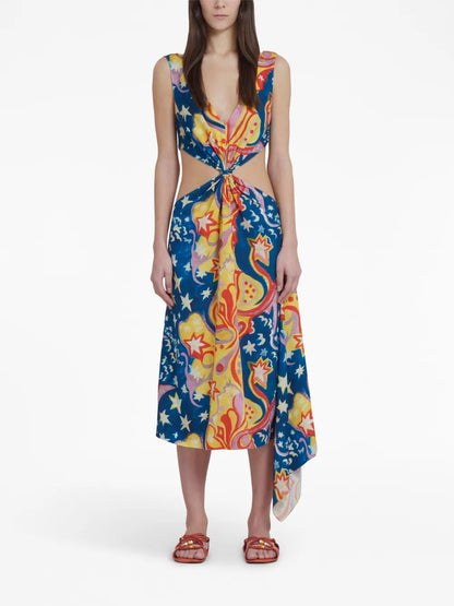 Star Print Midi Dress