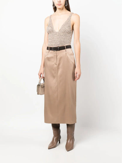 Straight-Cut Midi Skirt