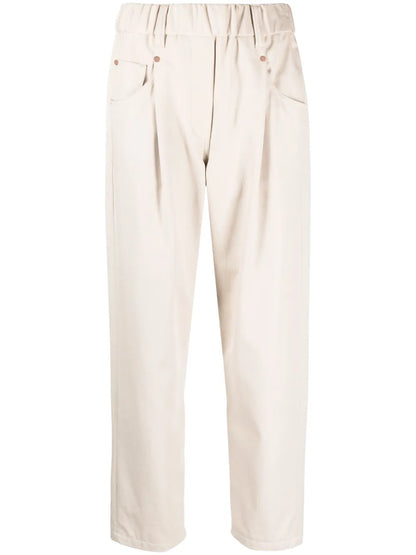 Elasticated Straight-Leg Trousers