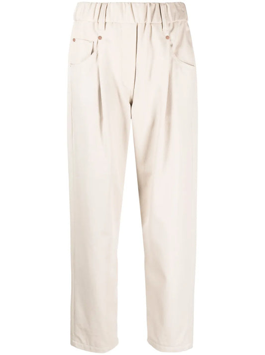 Elasticated Straight-Leg Trousers