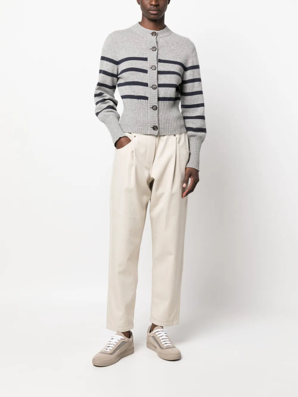 Elasticated Straight-Leg Trousers