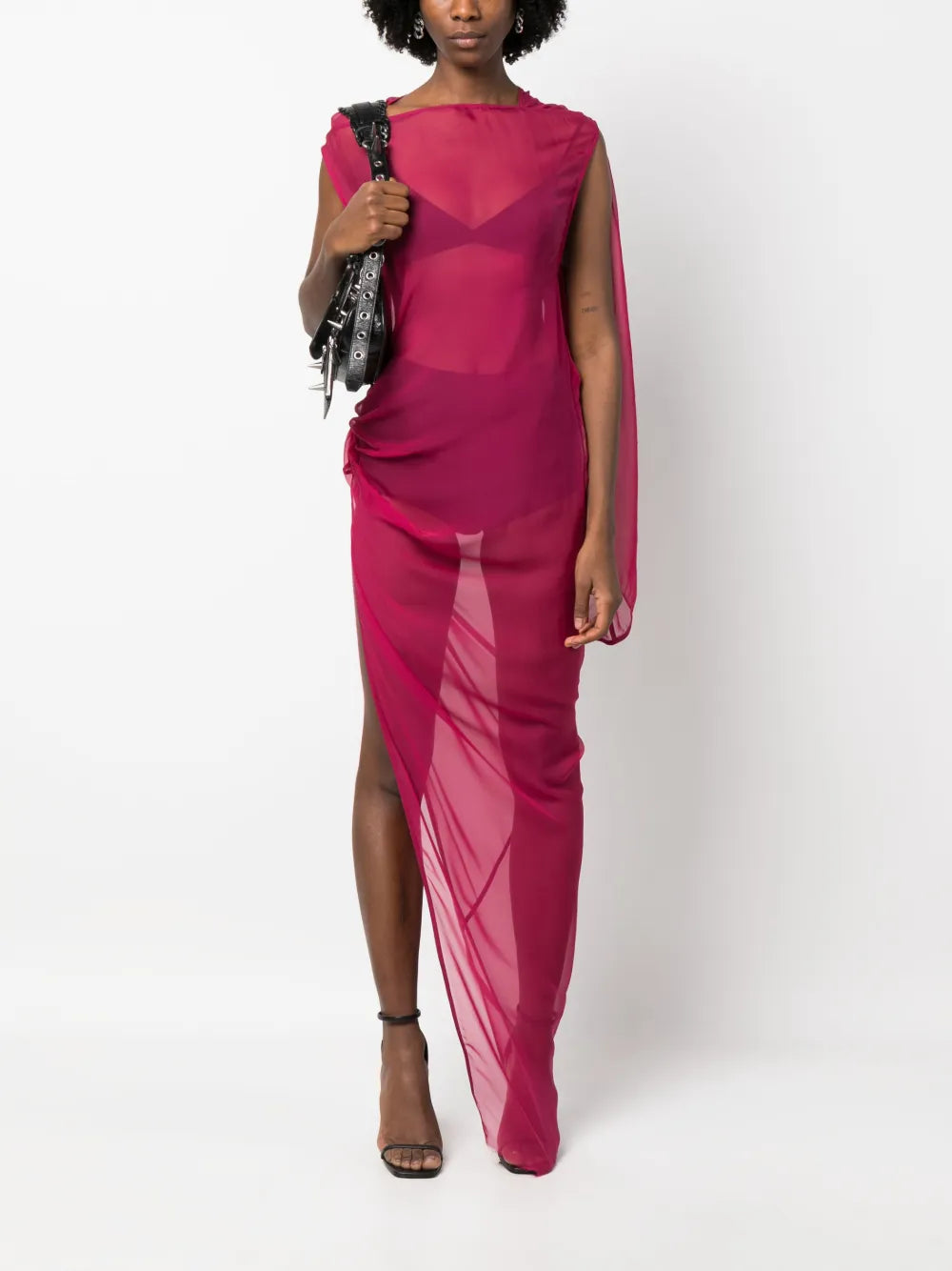 Draped Asymmetric Long Dress