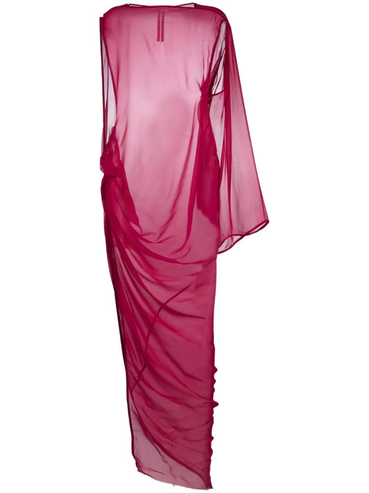 Draped Asymmetric Long Dress