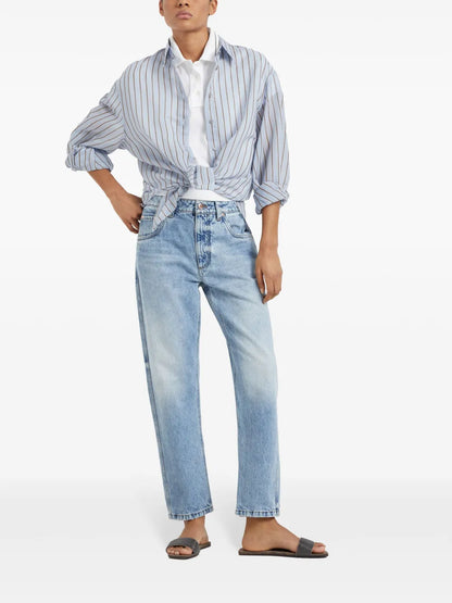 Distressed-Effect Denim Jeans