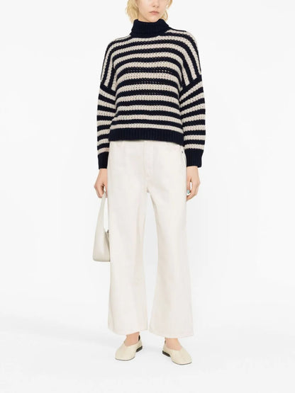 Stripe-Print Turtleneck Jumper