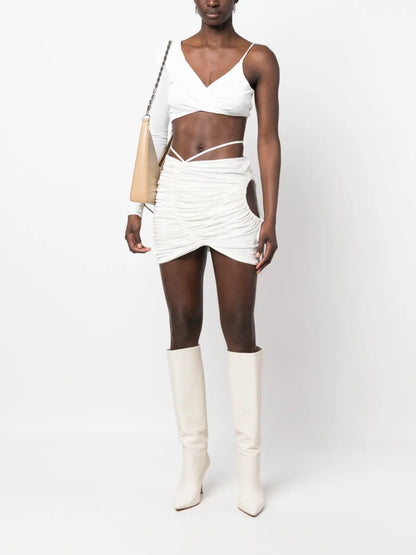 Gathered-Detail Mini Skirt
