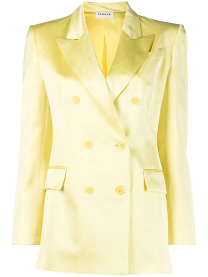 Satin-Finish Double-Breasted Blazer