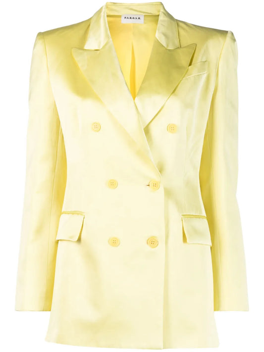 Satin-Finish Double-Breasted Blazer