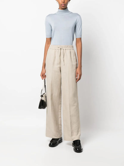 Drawstring Straight-Leg Trousers