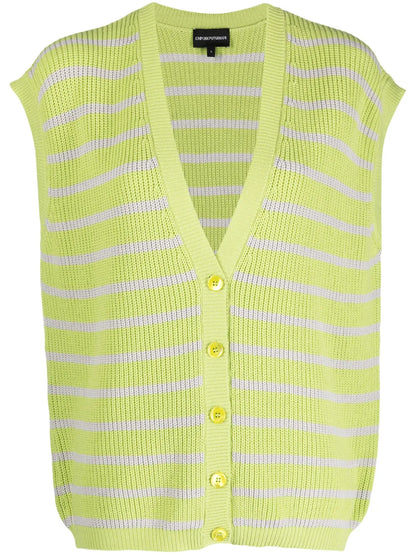 Horizontal-Stripe Print Knitted Top