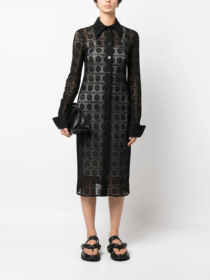 Floral-Lace Midi Dress