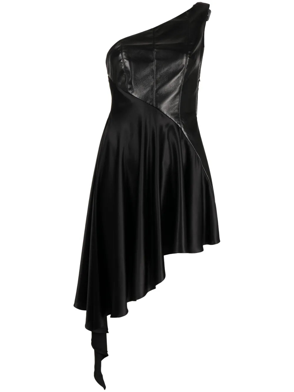 One-Shoulder Faux-Leather Dress