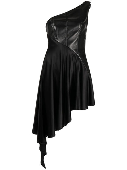 One-Shoulder Faux-Leather Dress