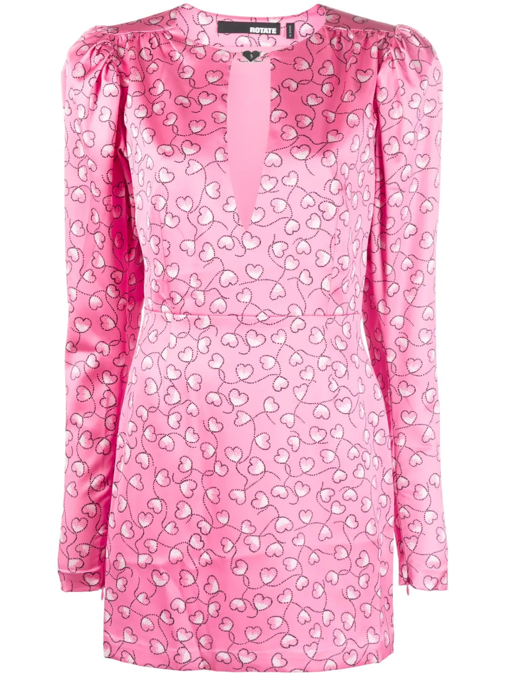 Heart-Print Satin Minidress
