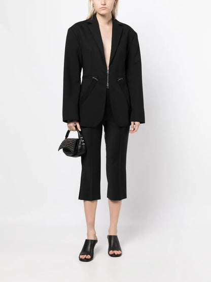 Wool Blend Cropped Trousers