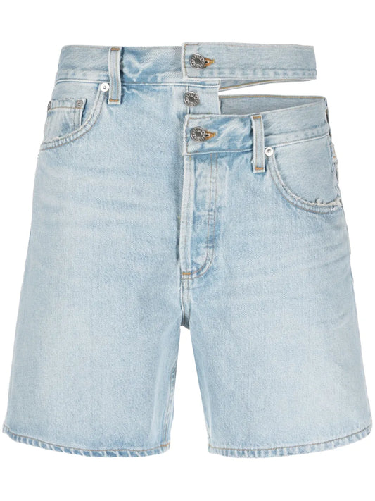 Asymmetric Denim Shorts