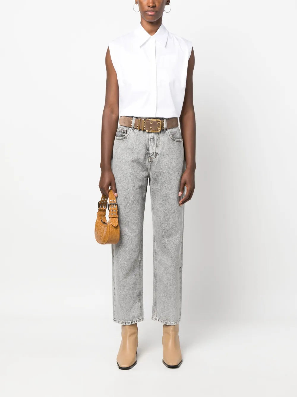 Stonewashed Straight-Leg Jeans