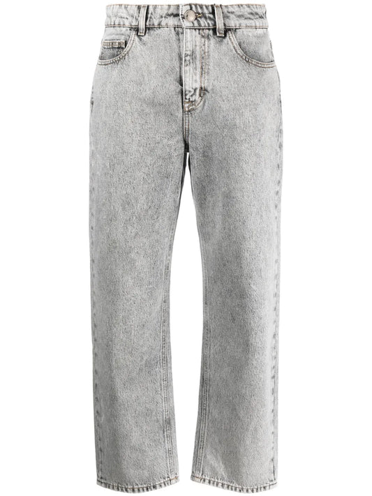 Stonewashed Straight-Leg Jeans