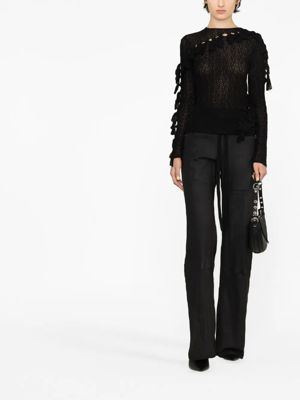Drawstring Leather Trousers
