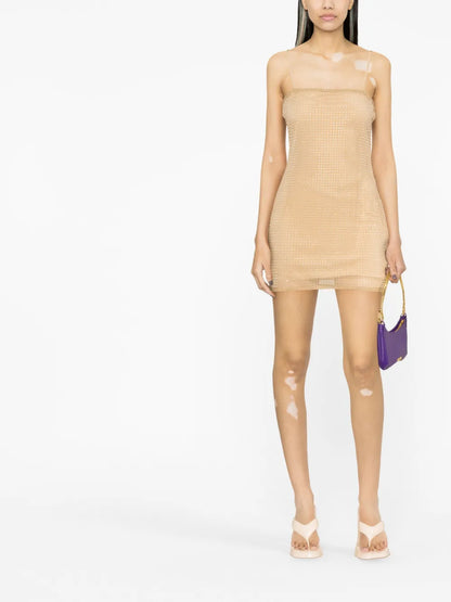Embellished Mesh Minidress