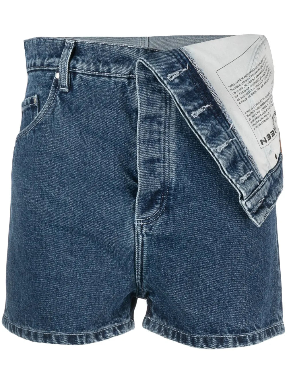 Foldover-Waist Denim Shorts