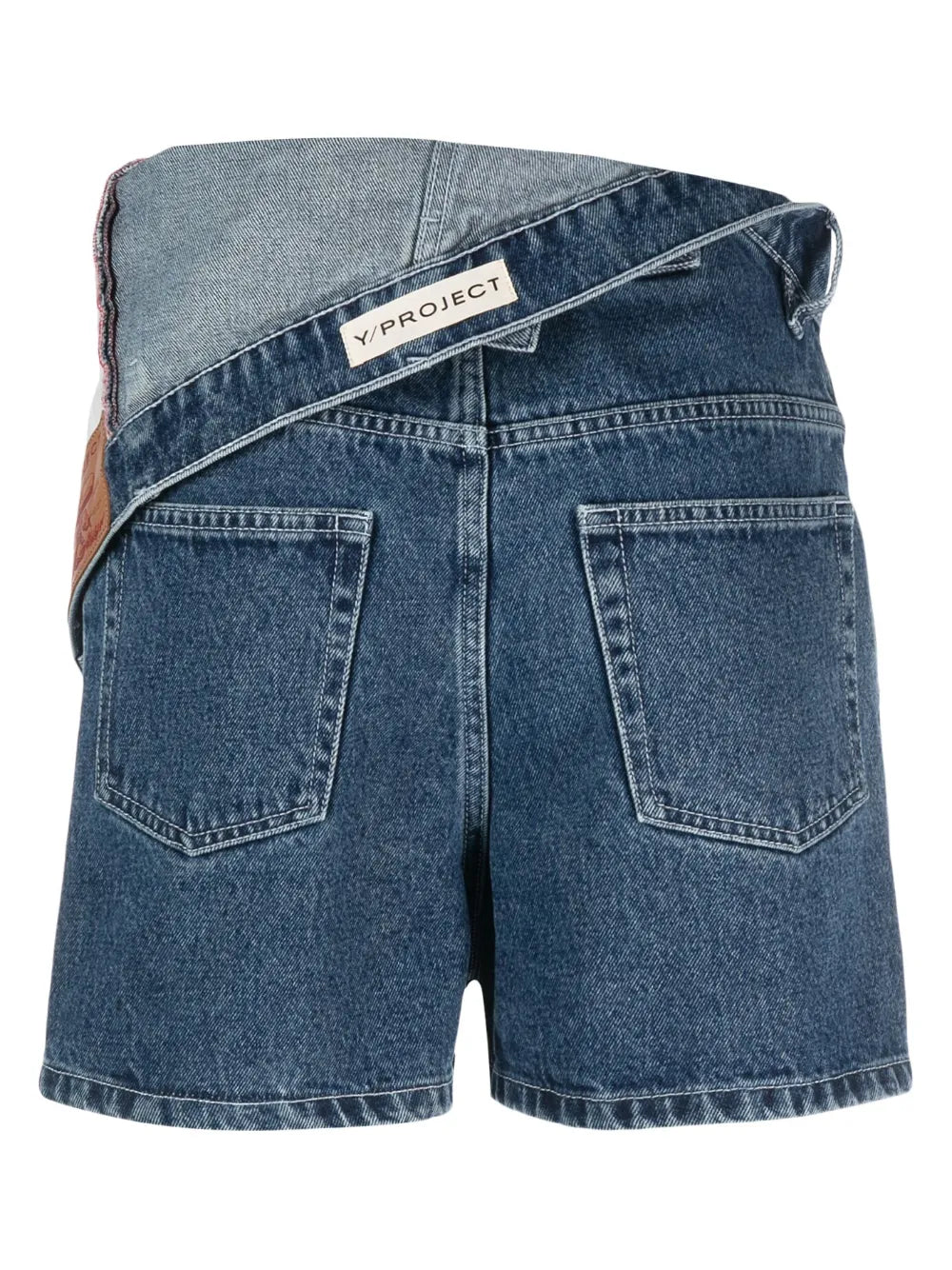 Foldover-Waist Denim Shorts