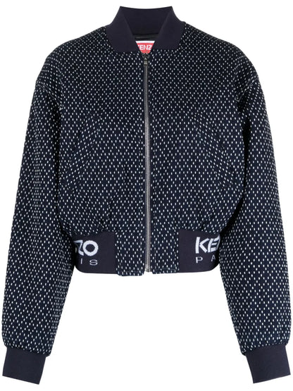 Sashiko Stitch Embroidered Bomber Jacket