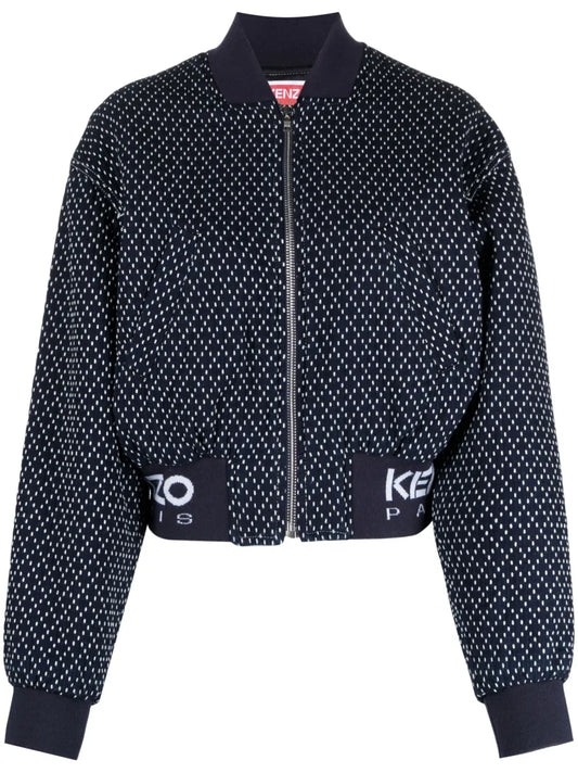 Sashiko Stitch Embroidered Bomber Jacket