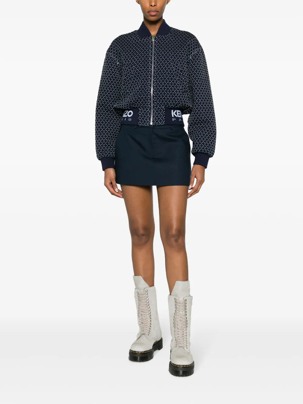 Sashiko Stitch Embroidered Bomber Jacket