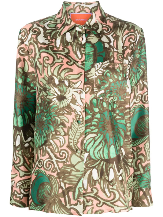 Boy Floral-Print Silk Shirt
