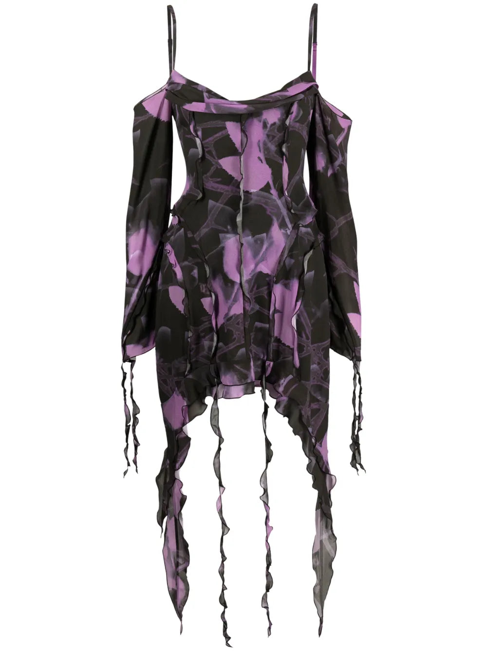 Floral-Print Chiffon Minidress