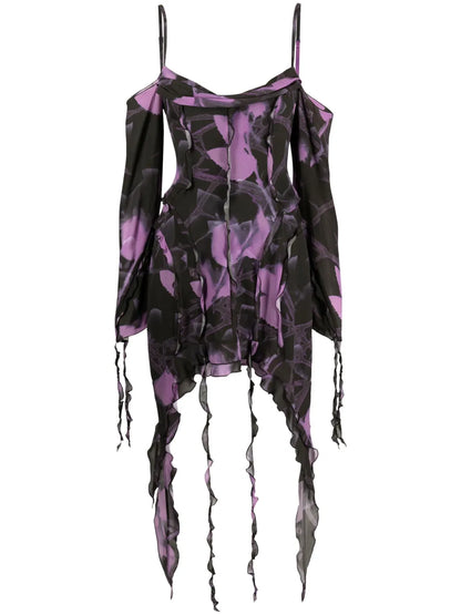 Floral-Print Chiffon Minidress