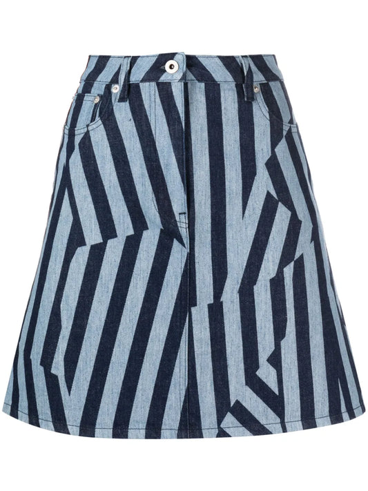 Dazzle Stripe Denim Skirt