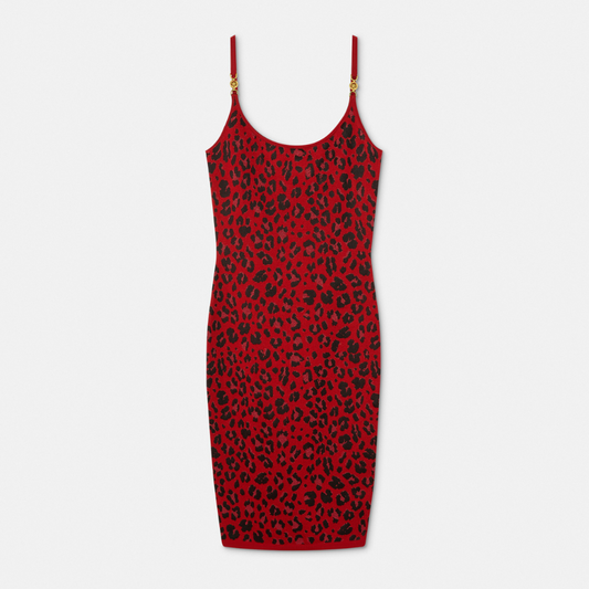 Leopard Lurex Fitted Knit Midi Dress